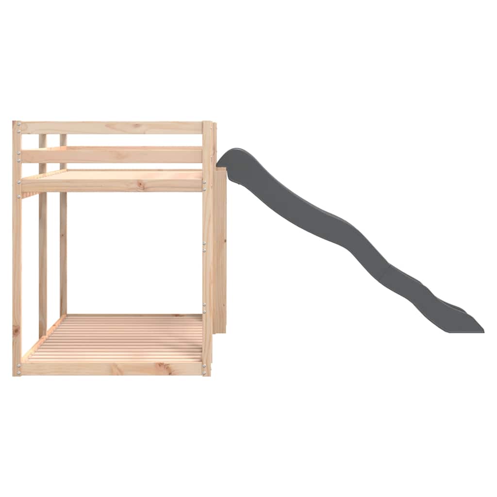 Køjeseng med rutsjebane og stige massivt fyrretræ - naturfarvet, 90 x 190 cm - number 6.