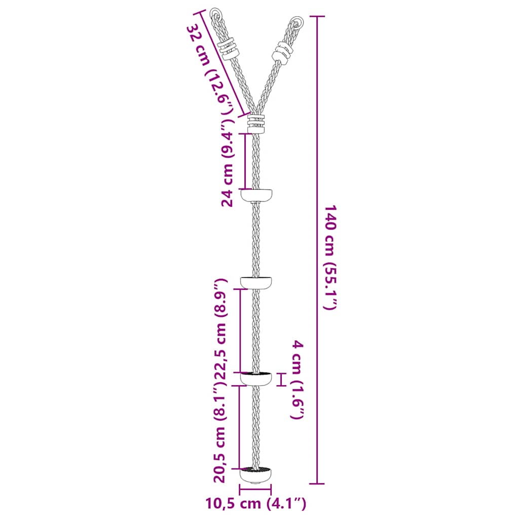 Corde d'escalade pour enfants 4 marches multicolore - number 8.
