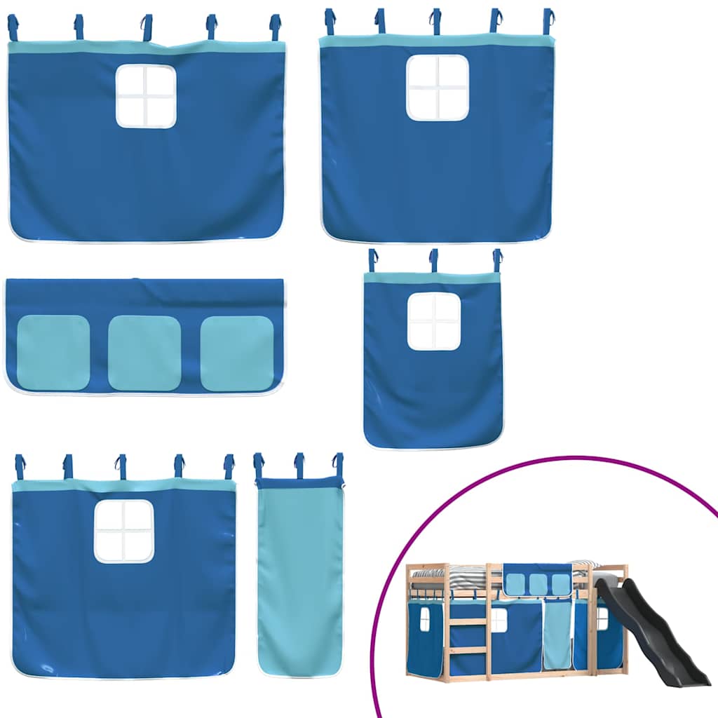 Łóżko piętrowe z kolejką górską i zasłoną - niebieski, 90 x 200 cm - number 5.