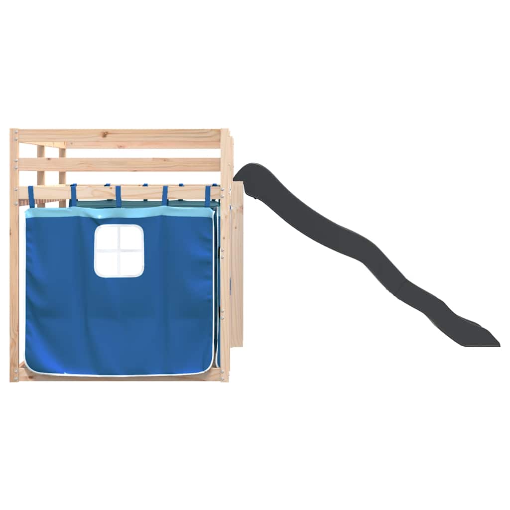 Łóżko piętrowe z kolejką górską i zasłoną - niebieski, 90 x 200 cm - number 9.