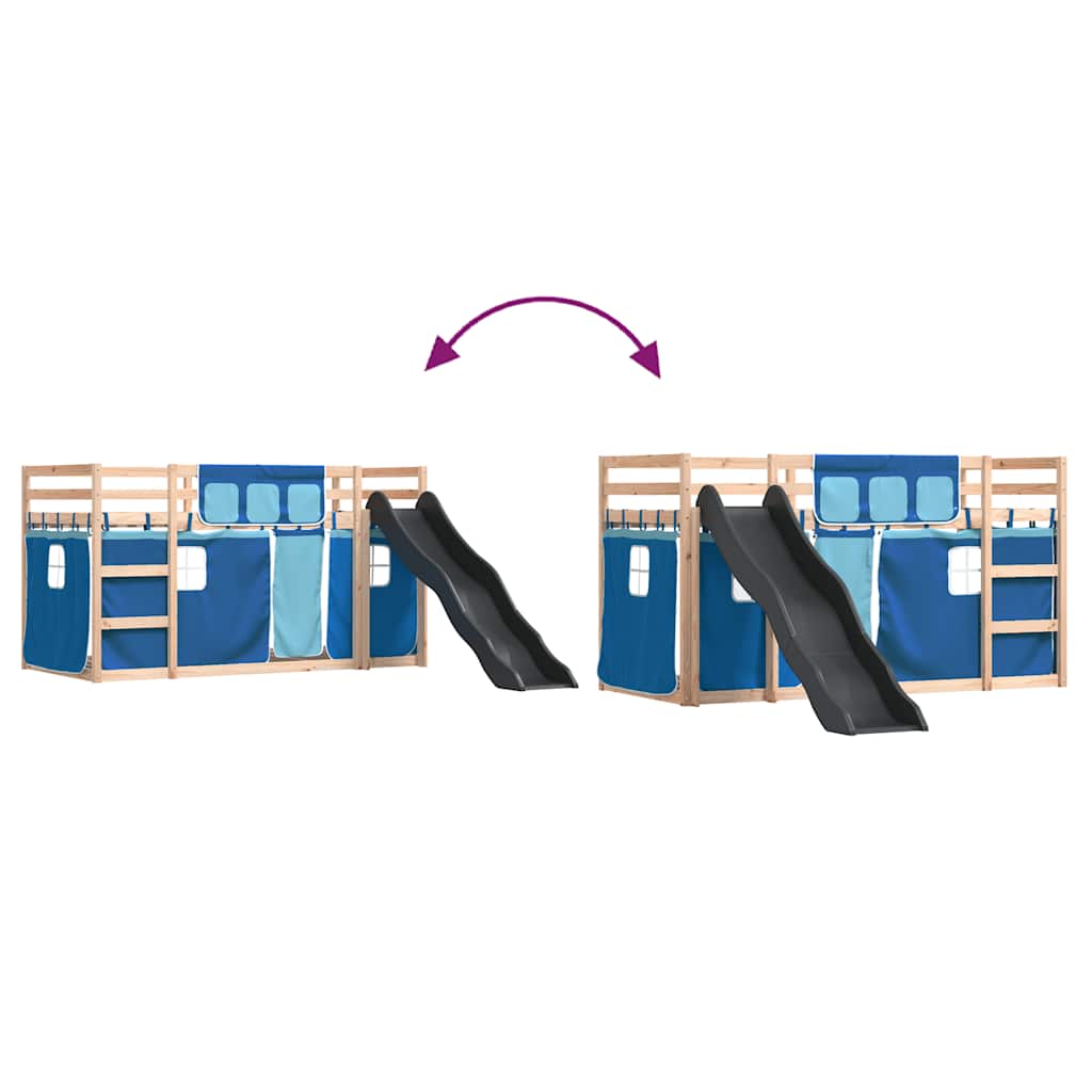 Łóżko piętrowe z kolejką górską i zasłoną - niebieski, 90 x 200 cm - number 11.