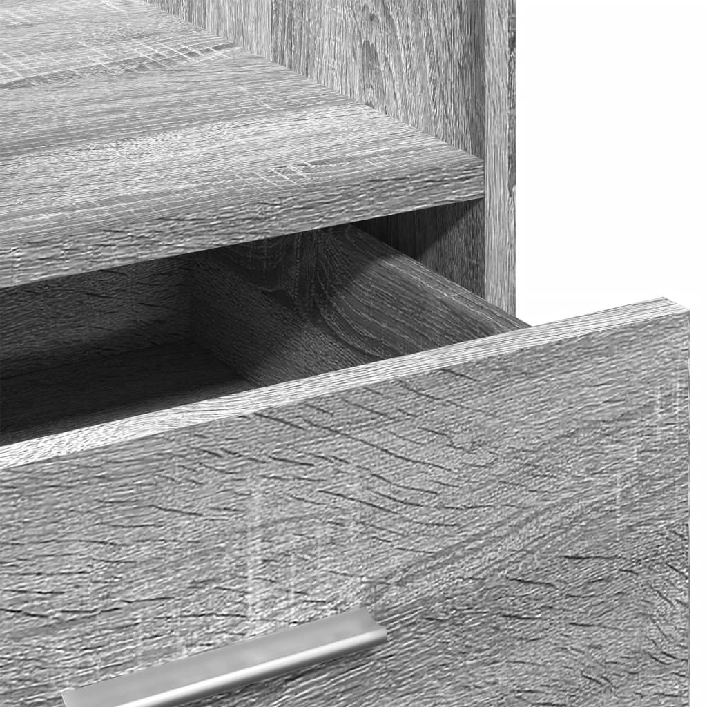 Talerstol med hjul og skuffe 55x55x107 cm konstrueret træ - grå sonoma-eg - number 10.