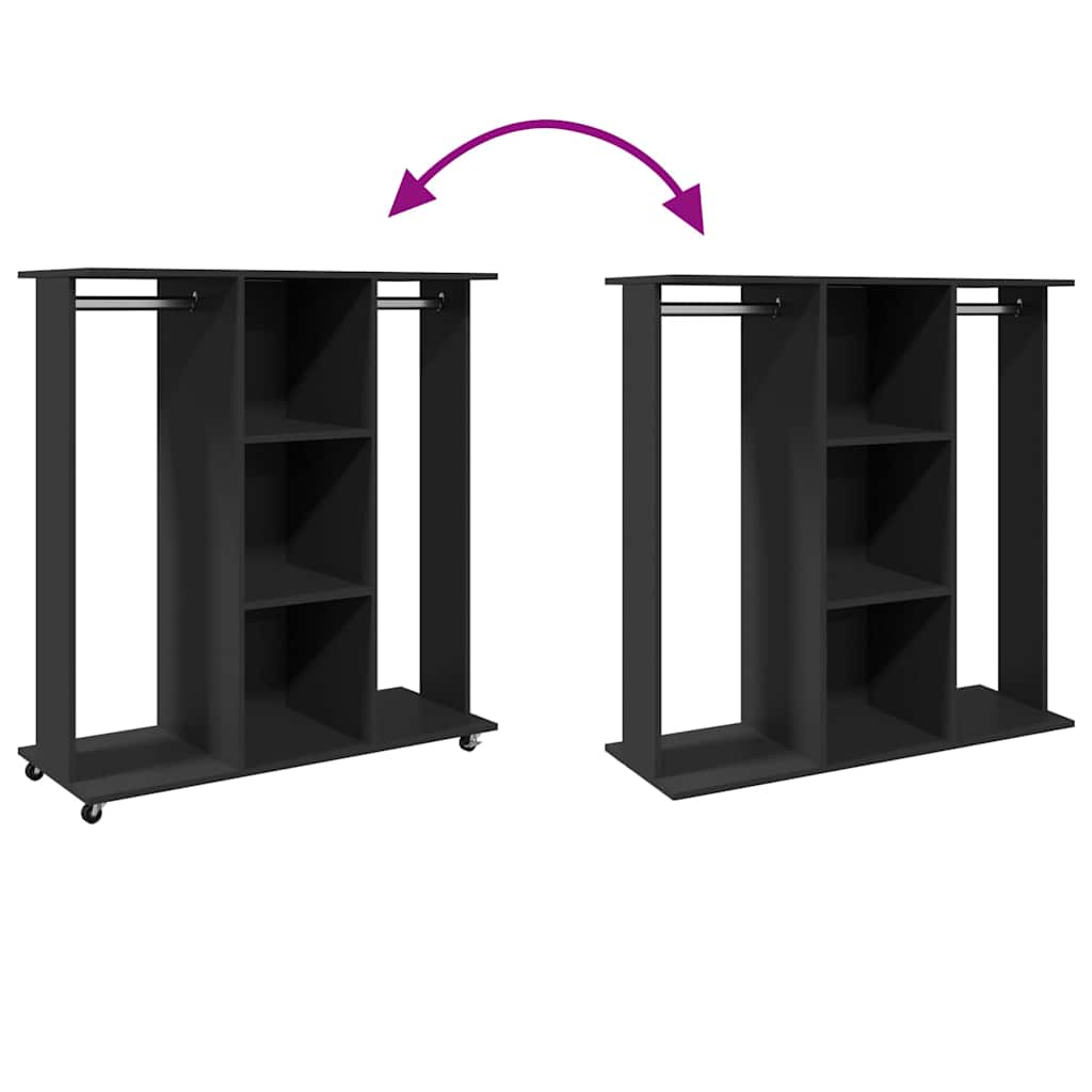 Ormar s kotačima 102x38x110 cm izgrađeno drvo - crno, 1 - number 7.