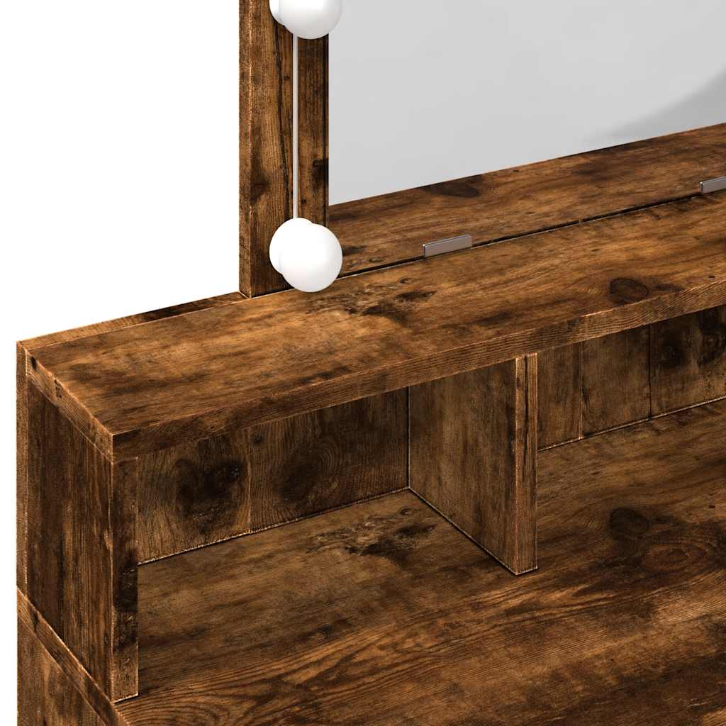 Stol za šminkanje s led svjetlom 80x41x144,5 cm boja dimljenog hrasta - smeđi hrast, 1 - number 12.