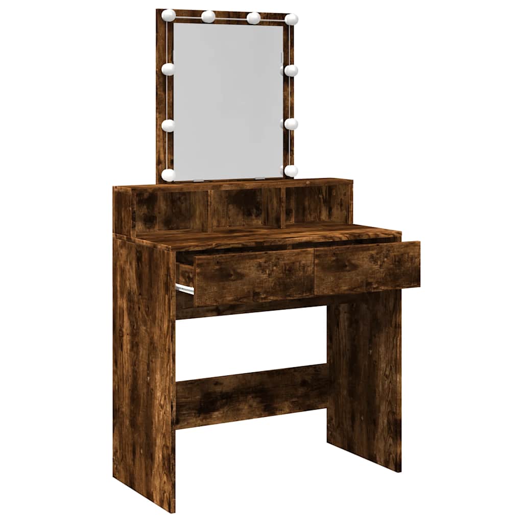 Stol za šminkanje s led svjetlom 80x41x144,5 cm boja dimljenog hrasta - smeđi hrast, 1 - number 9.