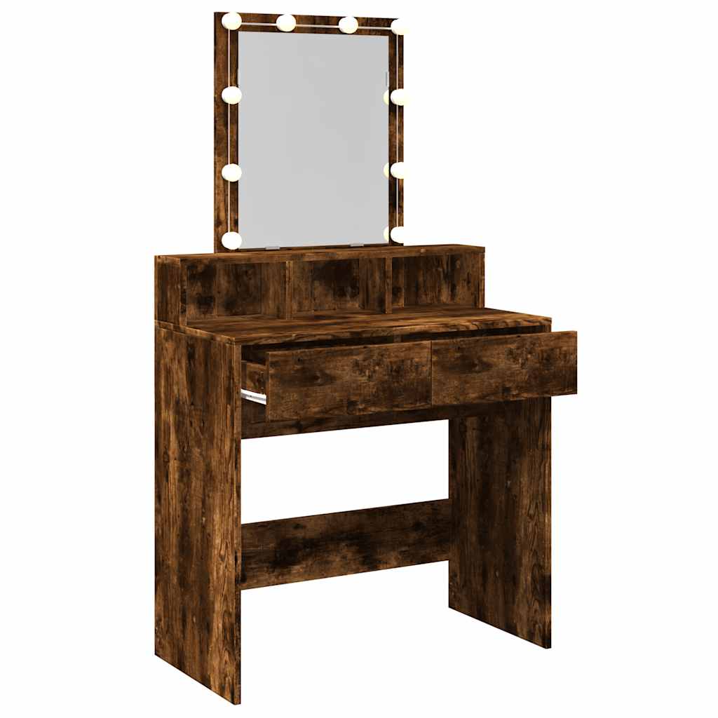 Stol za šminkanje s led svjetlom 80x41x144,5 cm boja dimljenog hrasta - smeđi hrast, 1 - number 8.