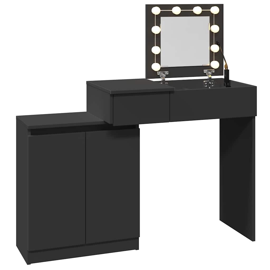 Makeupbord med led-lys 115x37x110,5 cm - sort, 1 - number 8.