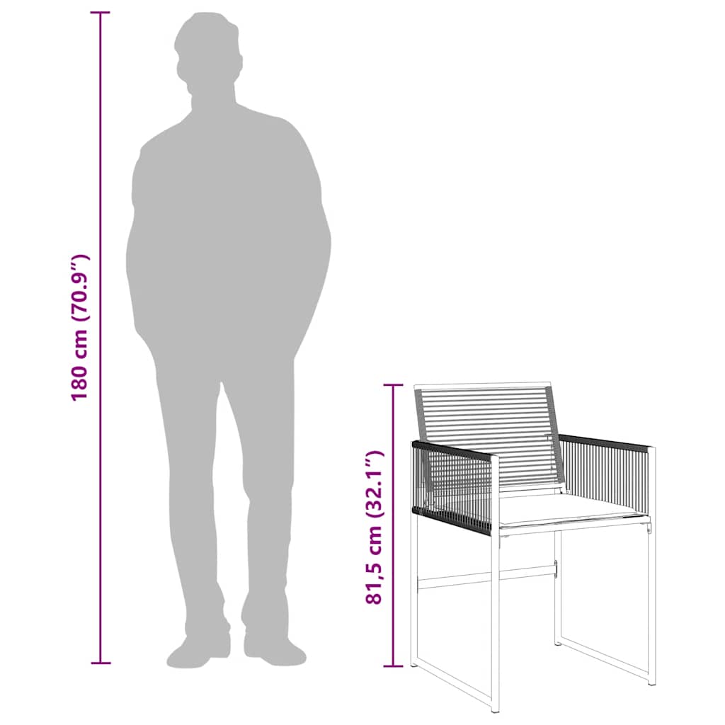 5-dijelni vrtni blagovaonski stol s jastucima, poliratan, crni - 4 - number 10.