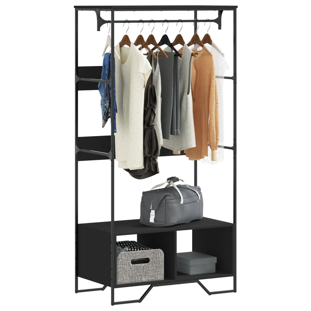 Wardrobe 90x50x180 cm engineered wood - black, 1 - number 1.