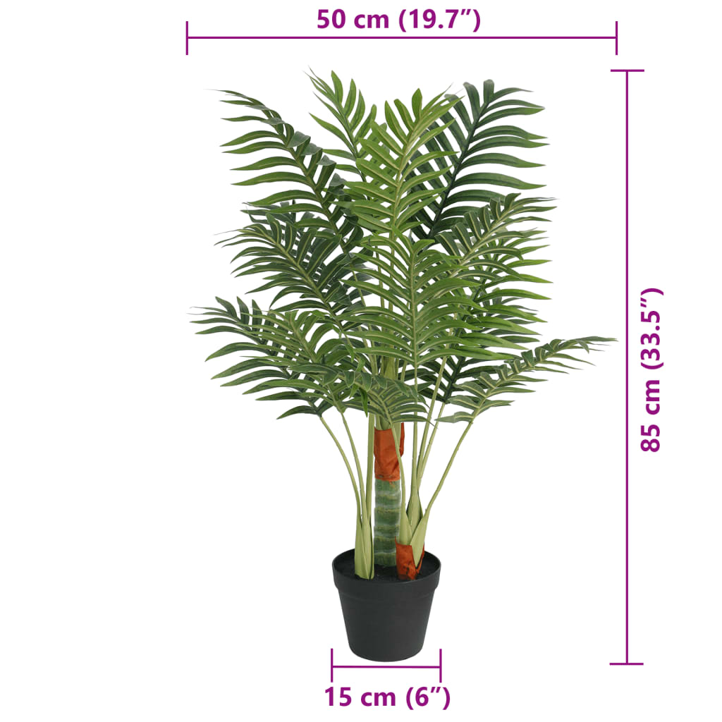 Artificial palm tree with 3 trunks pp green - 85 cm - number 5.