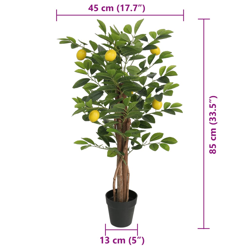 Kunstigt citrontræ med 3 stammer pp grøn - 85 cm - number 5.