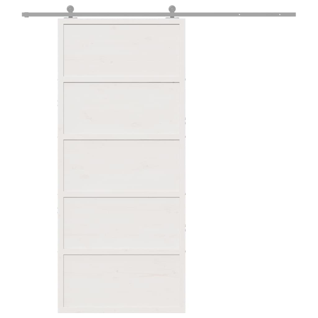 Skydedør massivt fyrretræ - hvid, 90 x 208 cm, 1 - number 3.