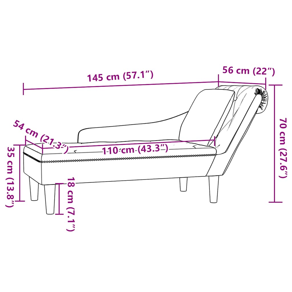 Leżanka z poduszką i prawym podłokietnikiem skóra syntetyczna - ciemnoszara, 1 - number 9.