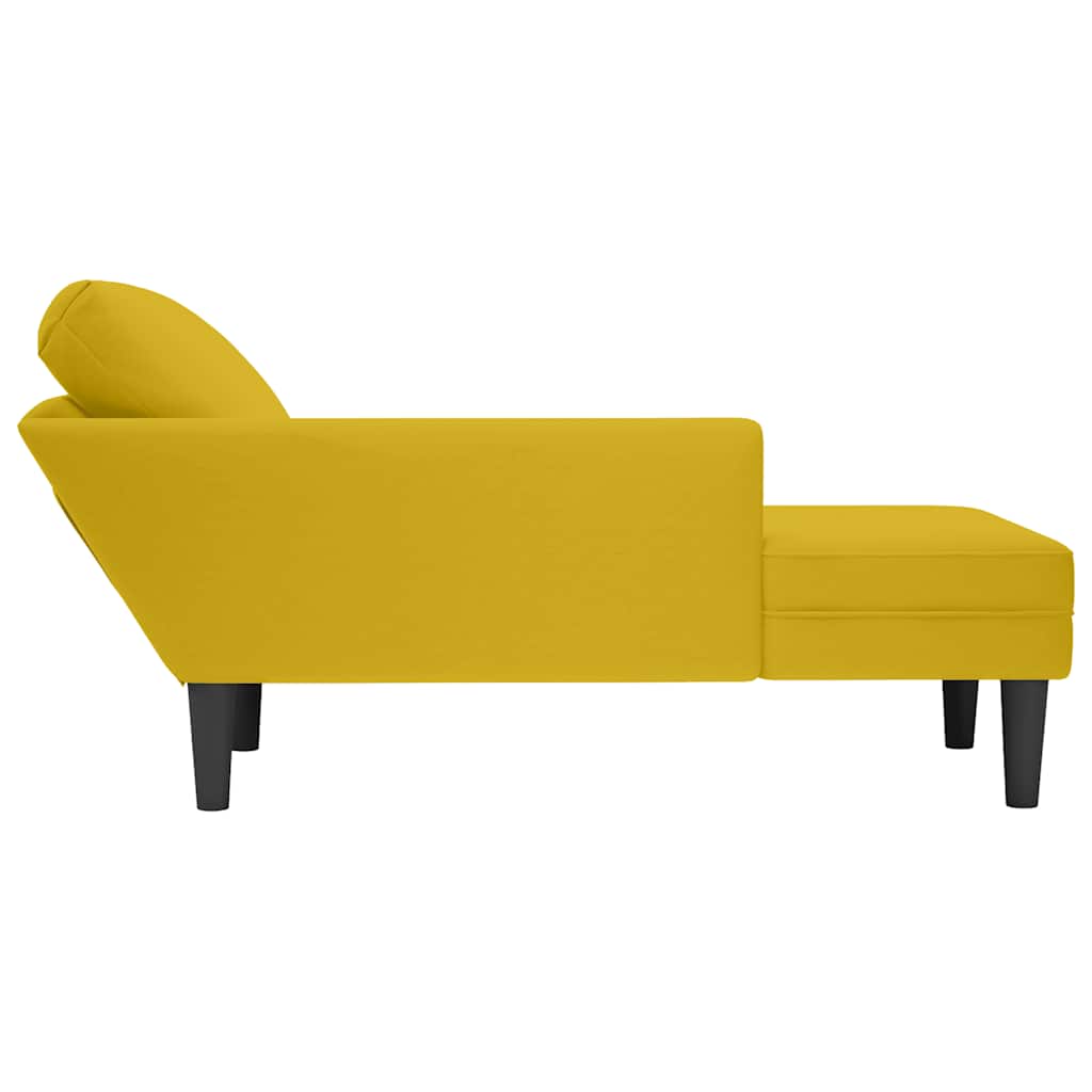 Chaiselong med pude og højre armlæn fløjl - gul, 1 - number 5.