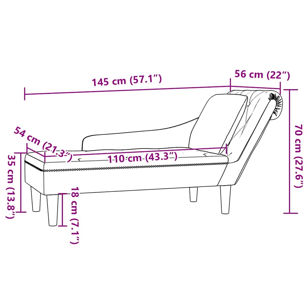 Chaiselong med pude og højre armlæn fløjl - blå, 1 - number 9.