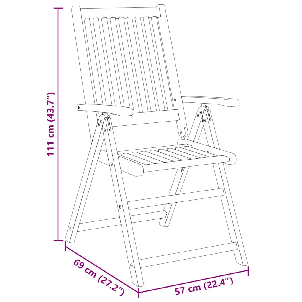 Spisebordssæt til haven 3 dele massivt akacietræ - 110 x 110 x 75 cm, 2 - number 10.