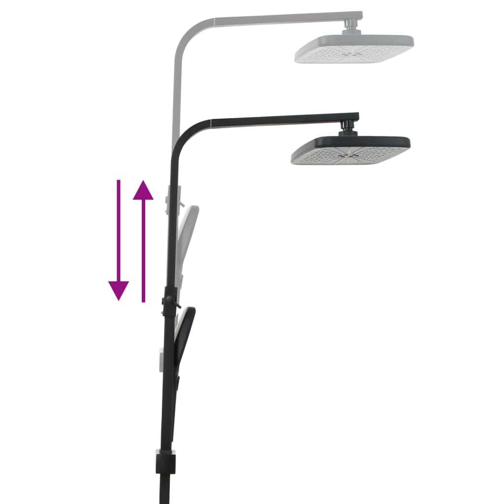 Dobbelt brusehoved med blandingsbatteri og slange messing sort - number 5.