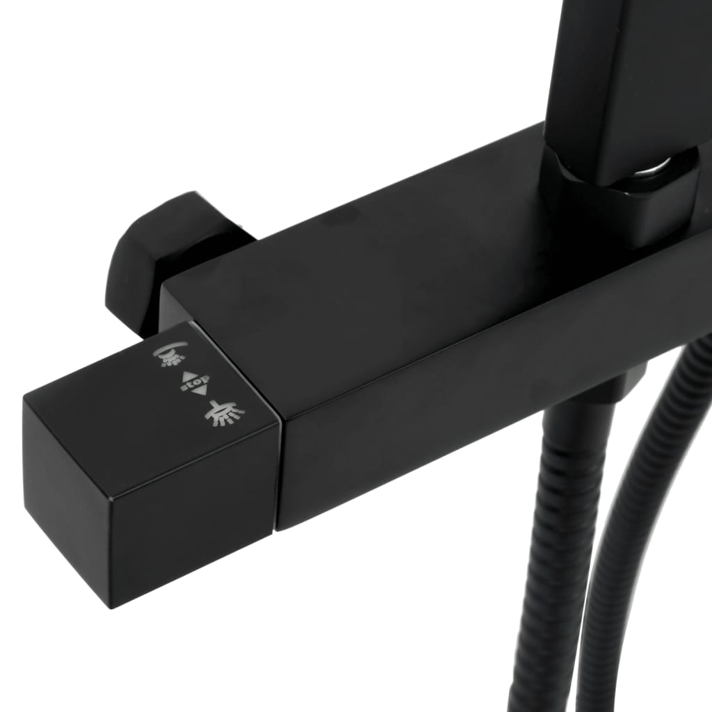 Dobbelt brusehoved med blandingsbatteri og slange messing sort - number 8.