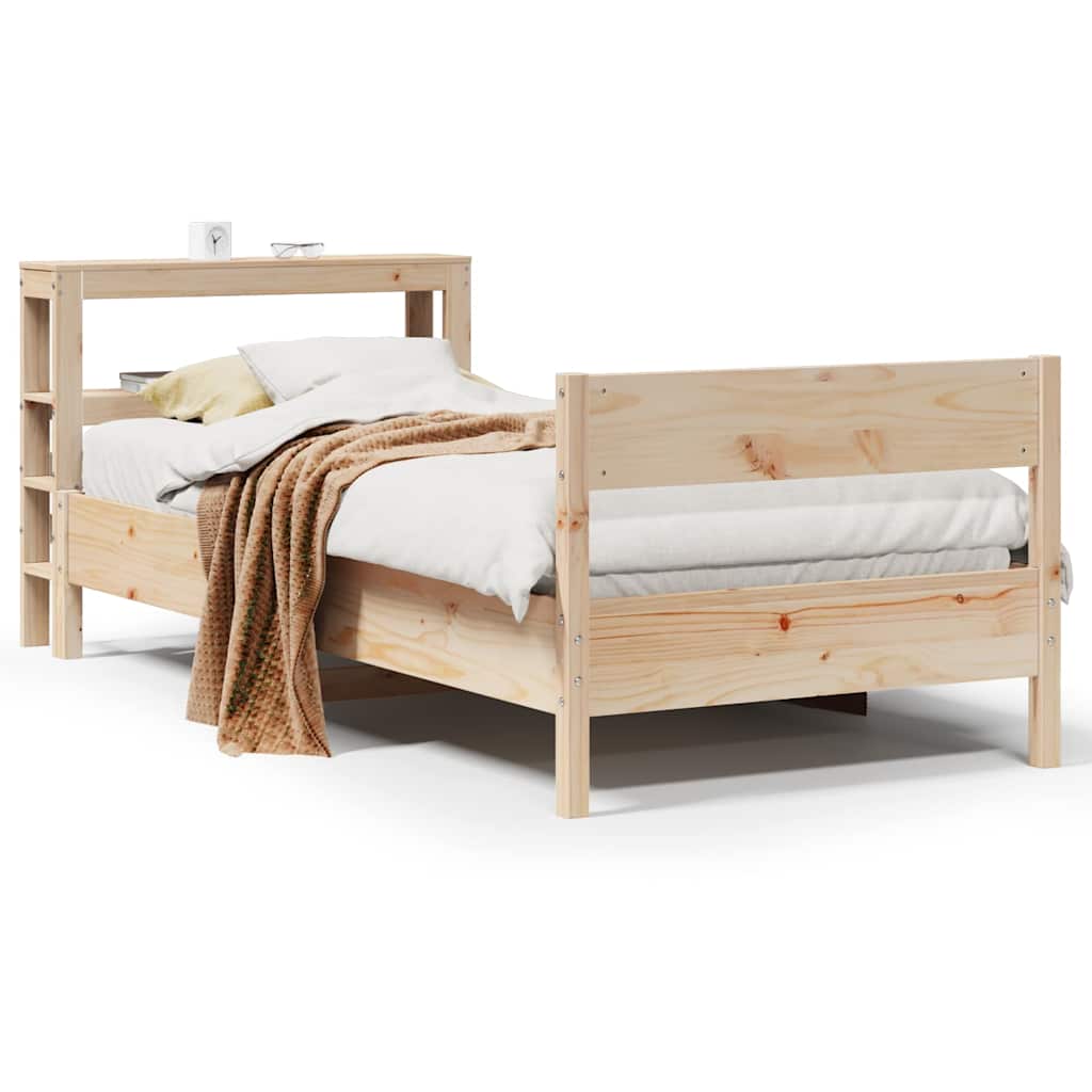 Bed frame without mattress solid pine wood - natural color, 75 x 190 cm - number 2.
