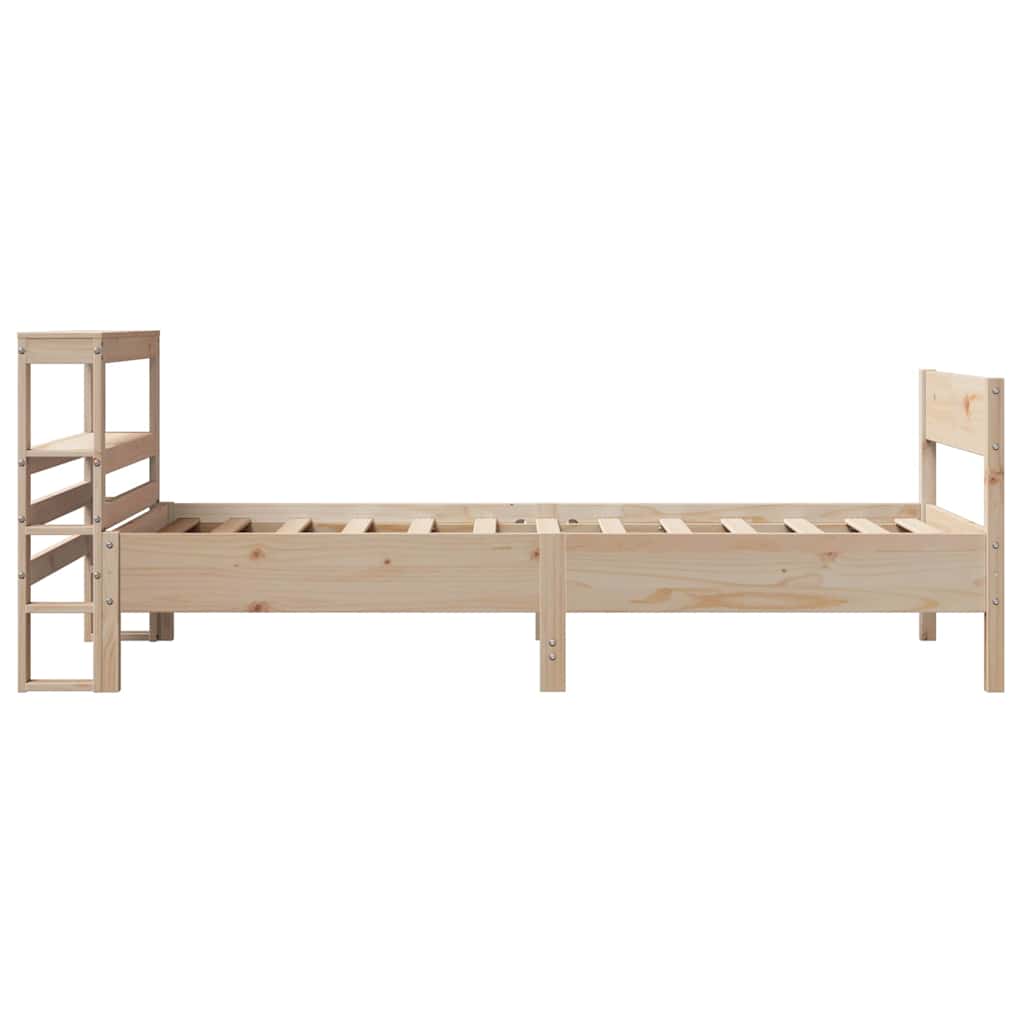 Bed frame without mattress solid pine wood - natural color, 75 x 190 cm - number 5.