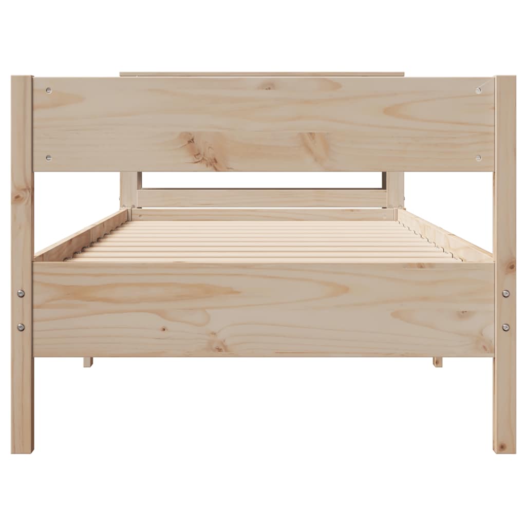 Bed frame without mattress solid pine wood - natural color, 75 x 190 cm - number 4.