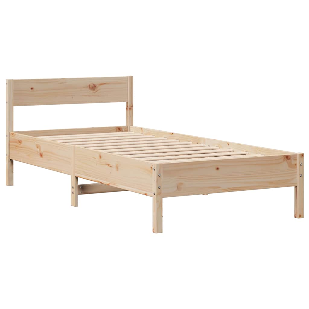 Bed frame without mattress solid pine wood - natural color, 75 x 190 cm - number 7.