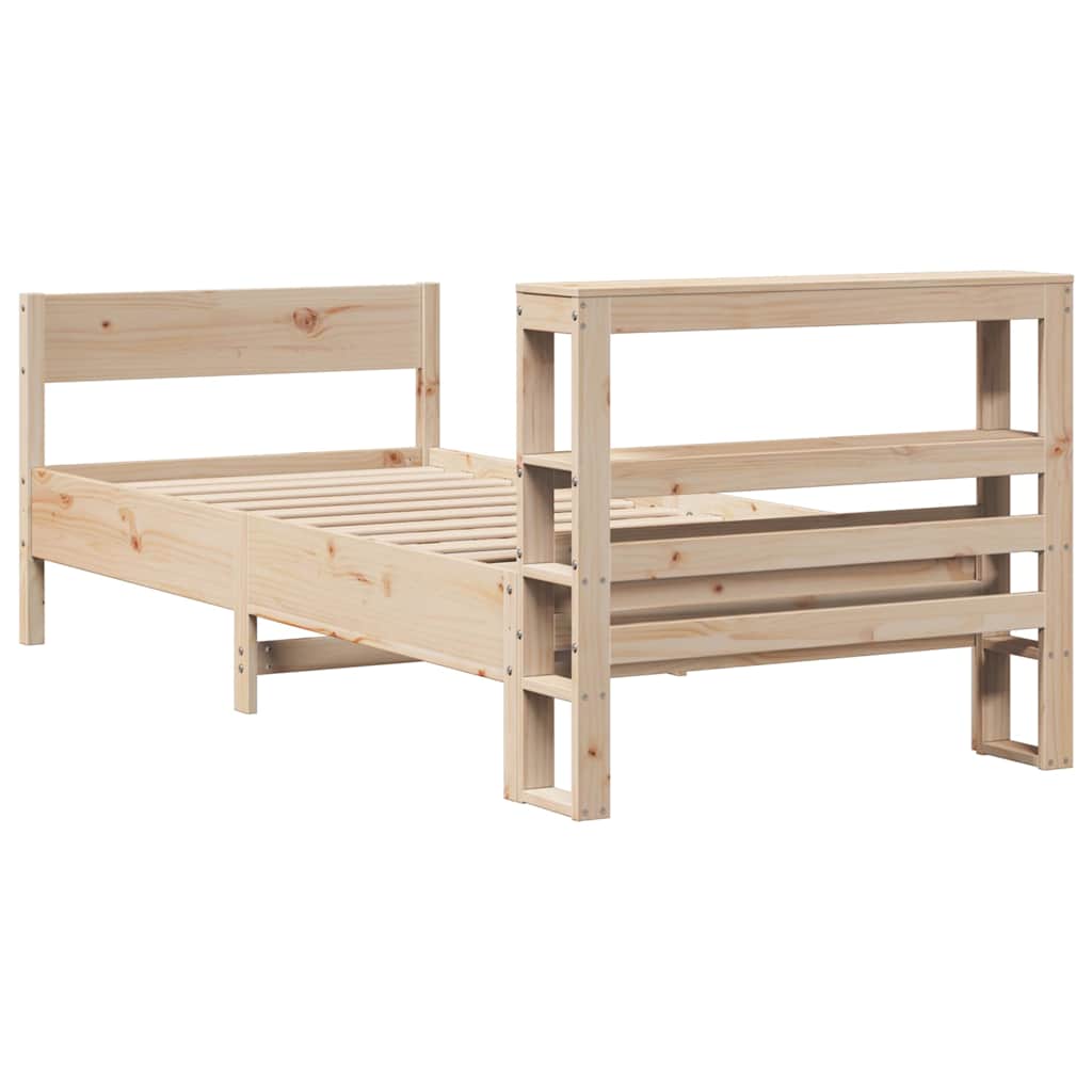 Bed frame without mattress solid pine wood - natural color, 75 x 190 cm - number 6.
