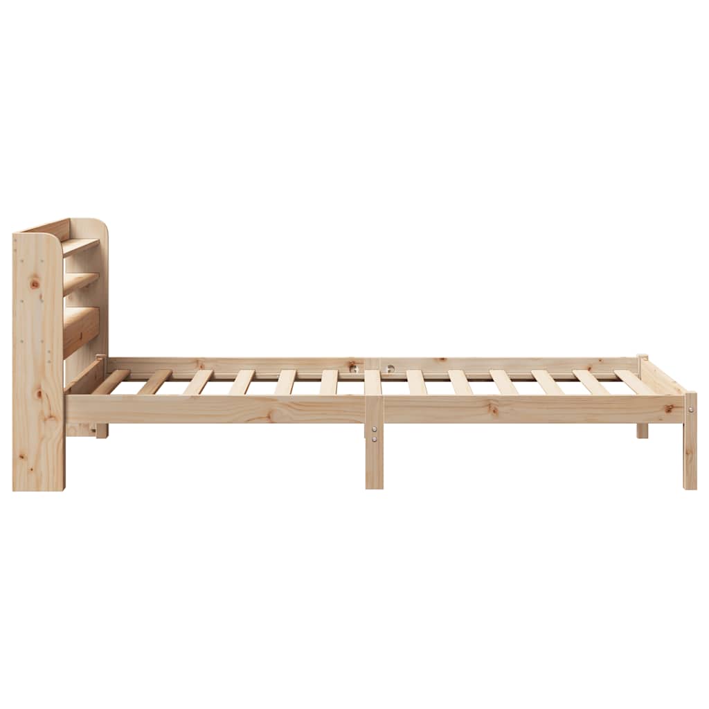 Bed frame without mattress solid pine wood - natural color, 75 x 190 cm - number 5.