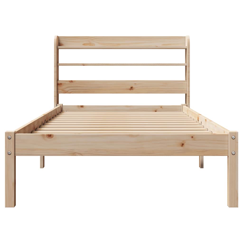 Bed frame without mattress solid pine wood - natural color, 75 x 190 cm - number 4.