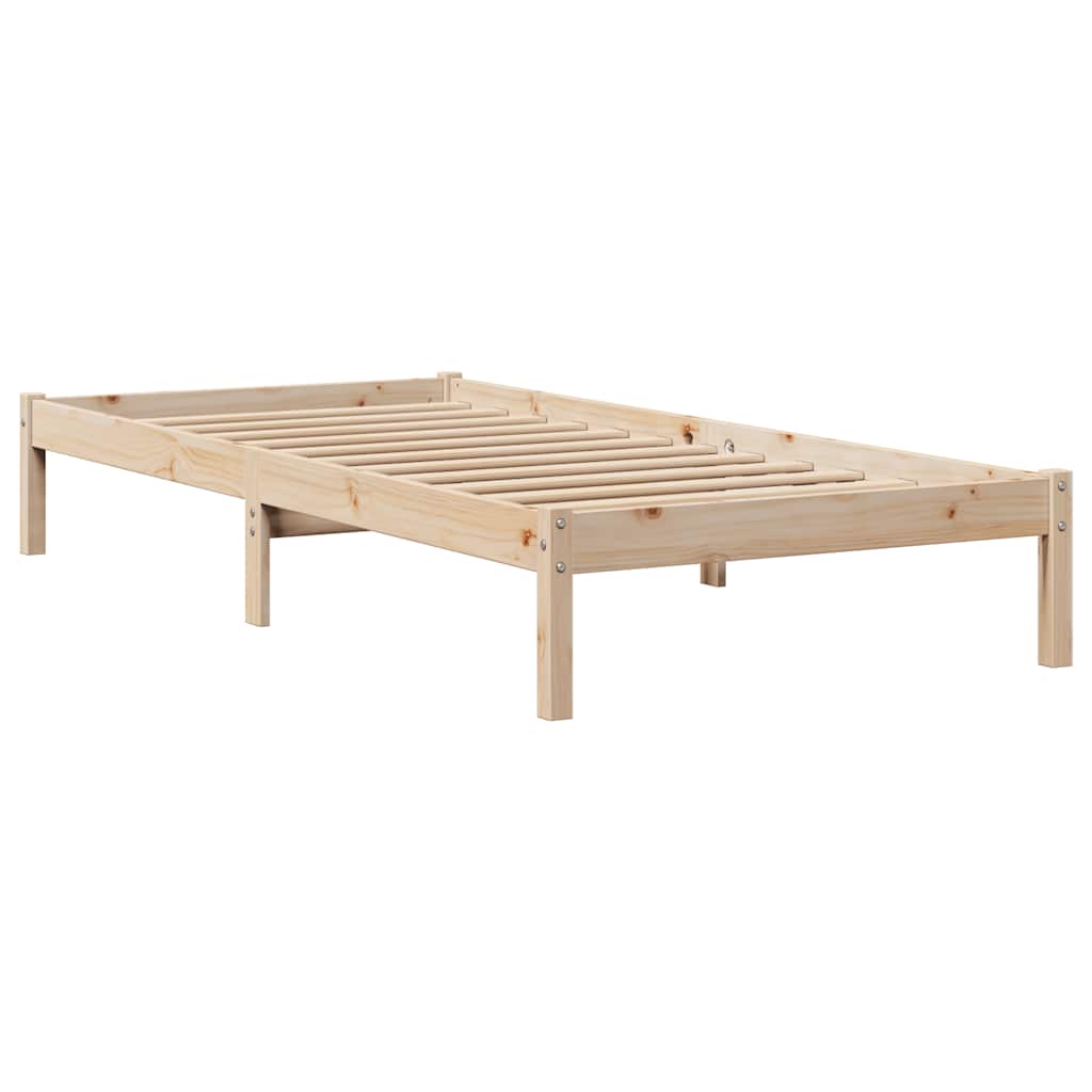 Bed frame without mattress solid pine wood - natural color, 75 x 190 cm - number 7.