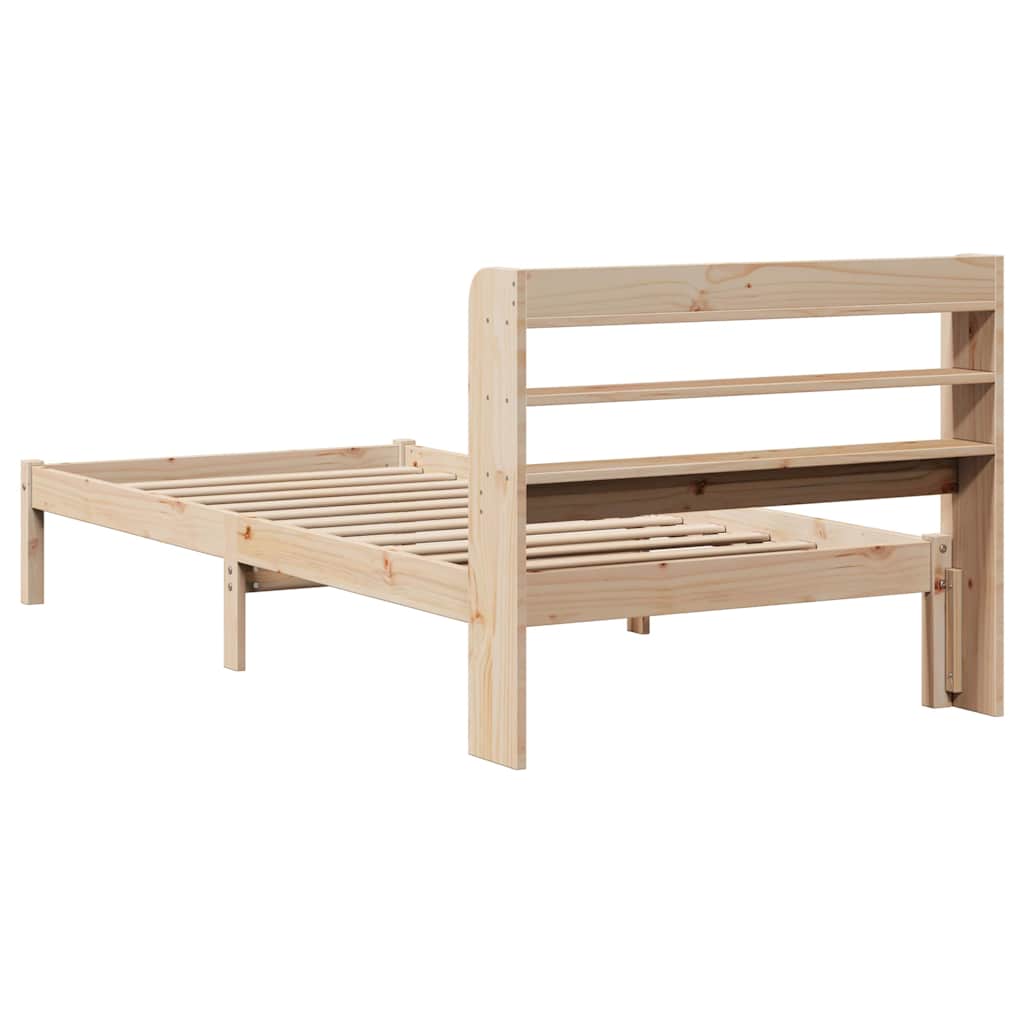 Bed frame without mattress solid pine wood - natural color, 75 x 190 cm - number 6.