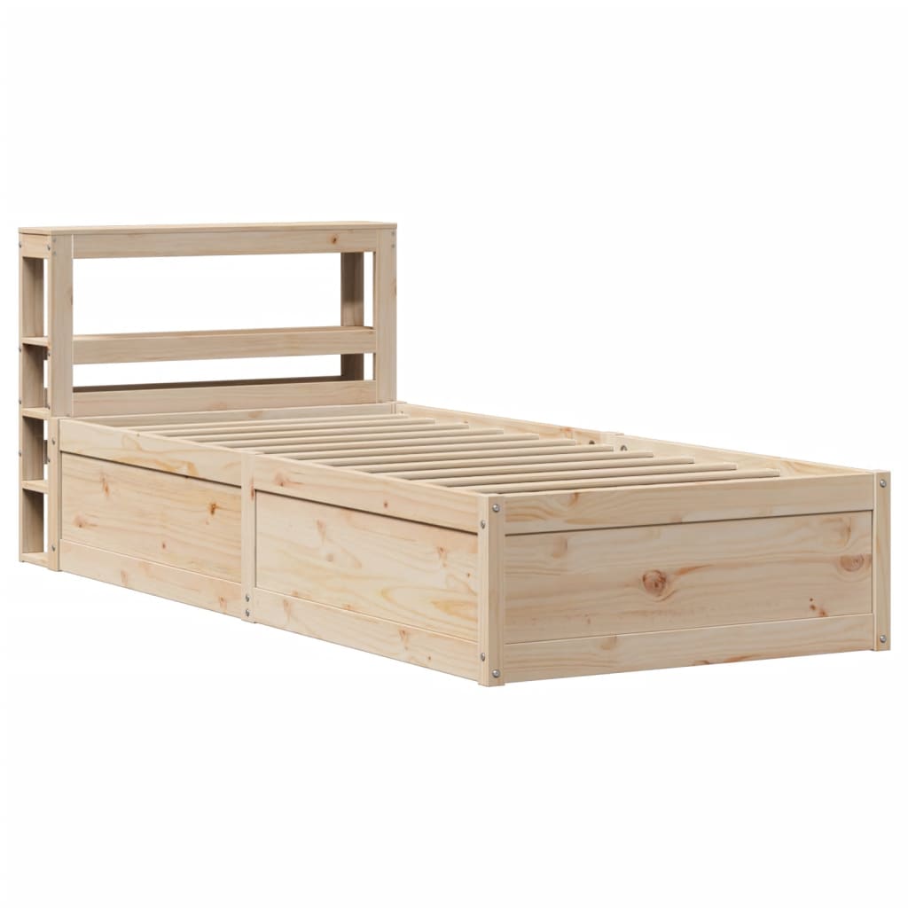 Bed frame with bedside gap solid pine - natural colored, 90 x 190 cm - number 2.