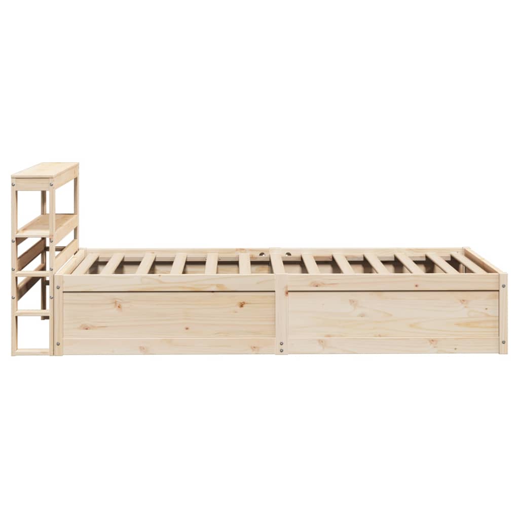 Bed frame with bedside gap solid pine - natural colored, 90 x 190 cm - number 7.