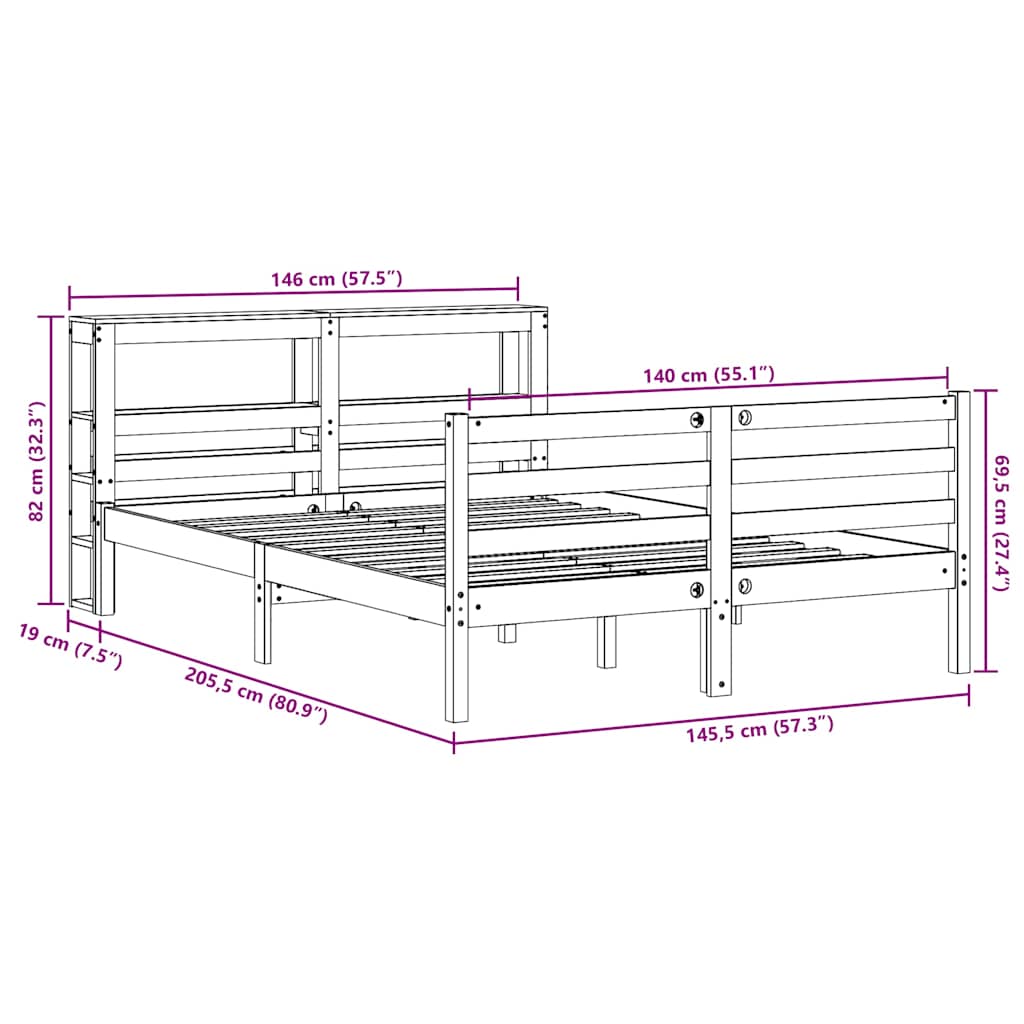 Bed frame without mattress massive guy - golden brown, 140 x 200 cm - number 12.