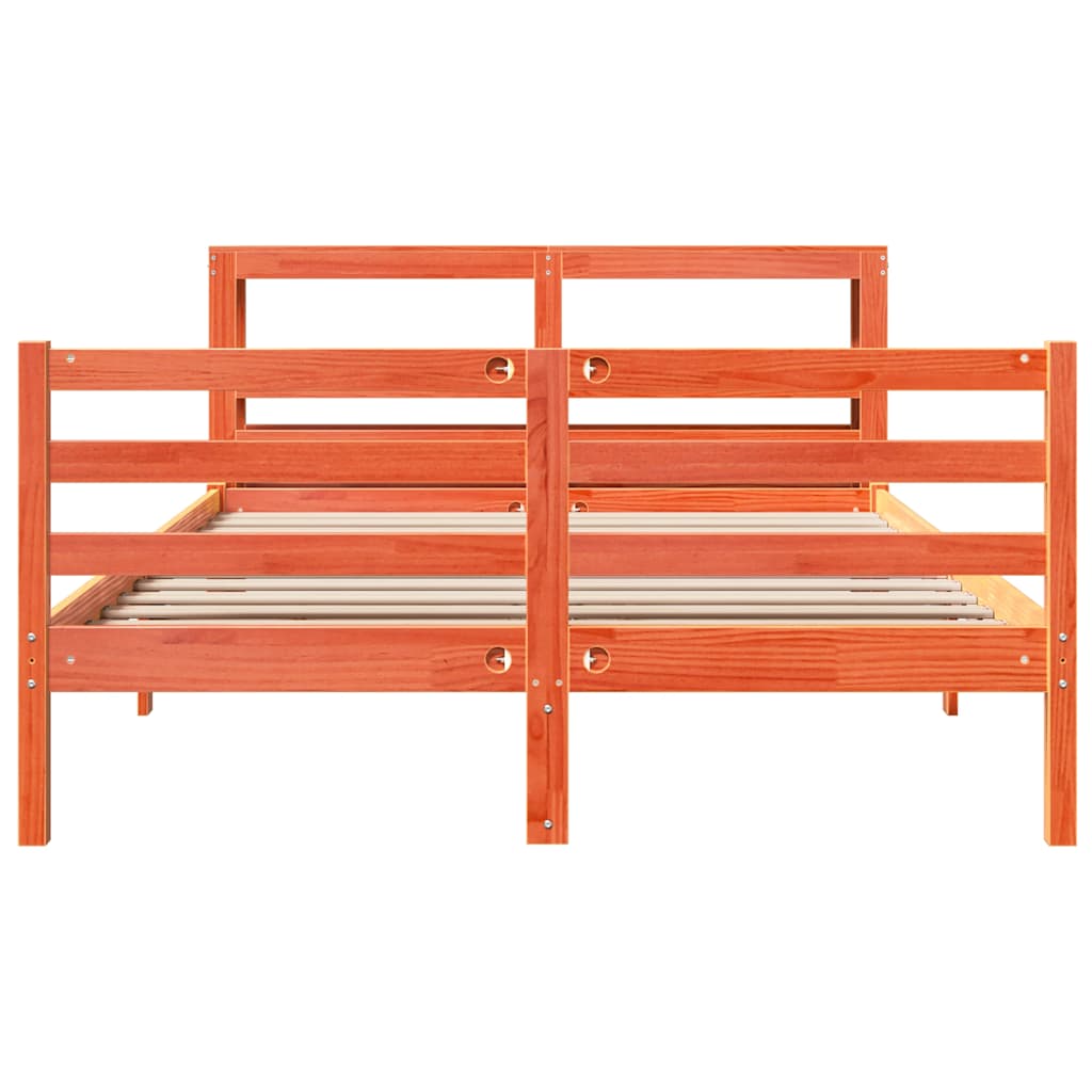 Bed frame without mattress massive guy - golden brown, 140 x 200 cm - number 4.