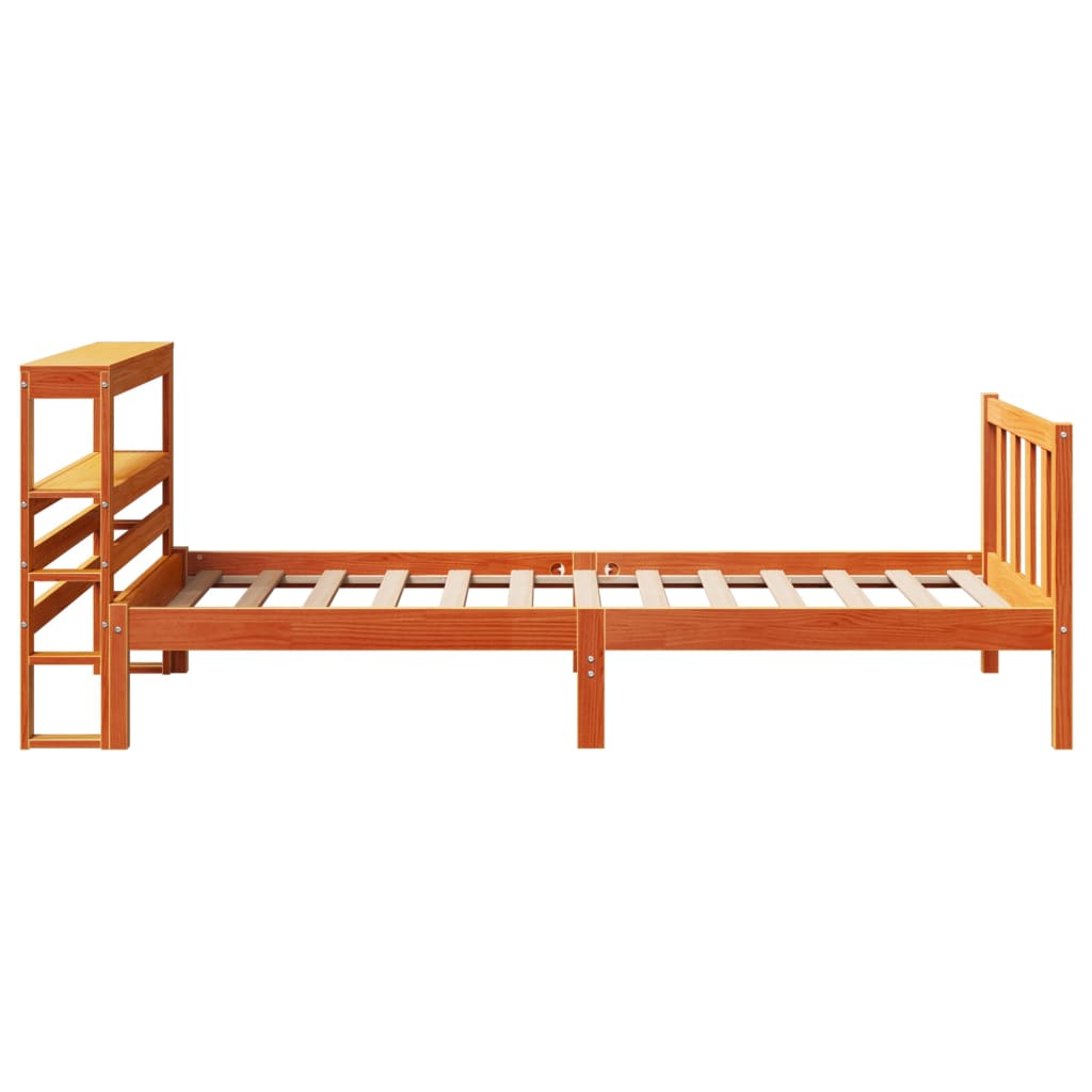 Bed frame with headboard solid pine wood golden brown - brown, 75 x 190 cm - number 5.
