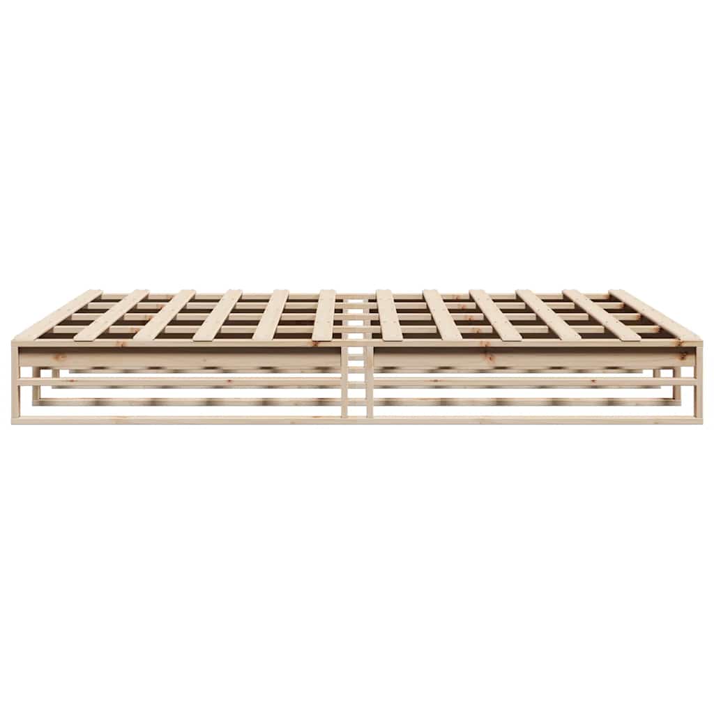 Bed frame without mattress solid pine - natural colored, 200 x 200 cm - number 5.