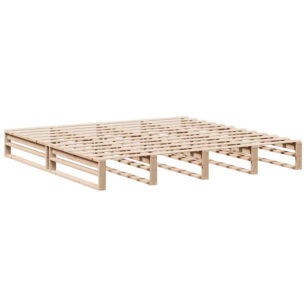 Bed frame without mattress solid pine - natural colored, 200 x 200 cm - number 6.