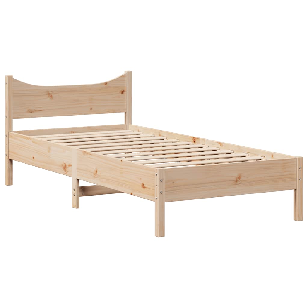 Bed frame with drawers solid pine - natural colored, 75 x 190 cm - number 5.