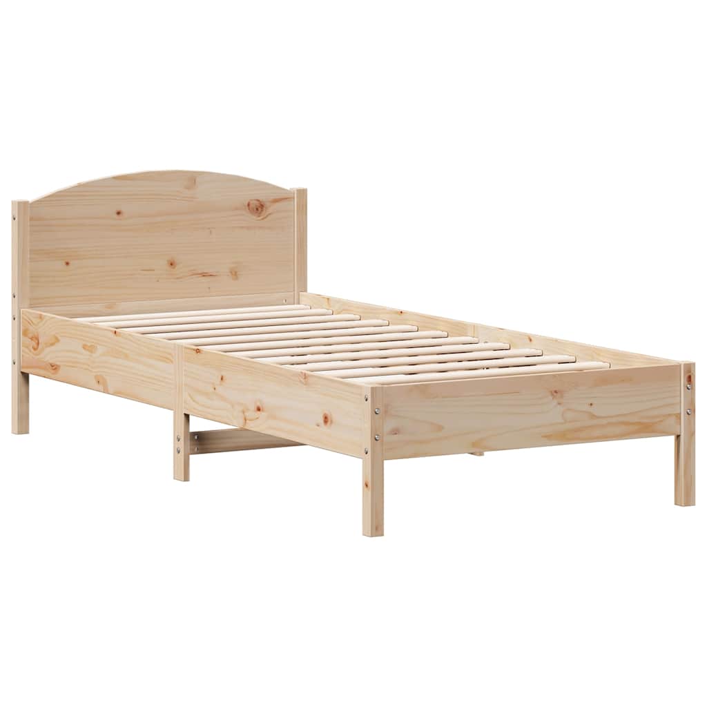 Bed frame without mattress solid pine wood - natural color, 75 x 190 cm - number 5.