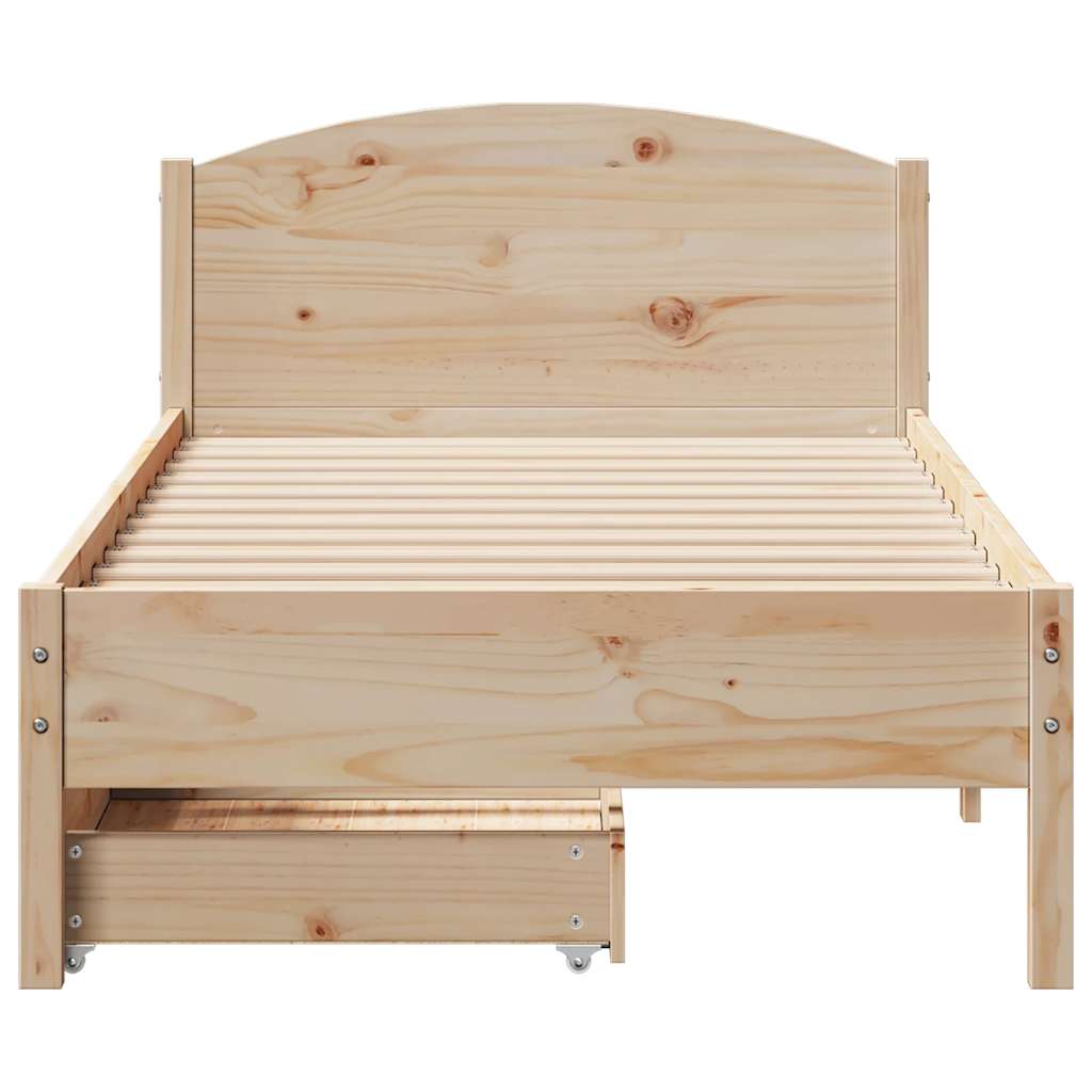 Bed frame without mattress solid pine wood - natural color, 75 x 190 cm - number 4.