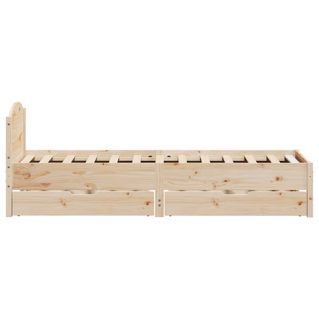 Bed frame without mattress solid pine wood - natural color, 75 x 190 cm - number 7.