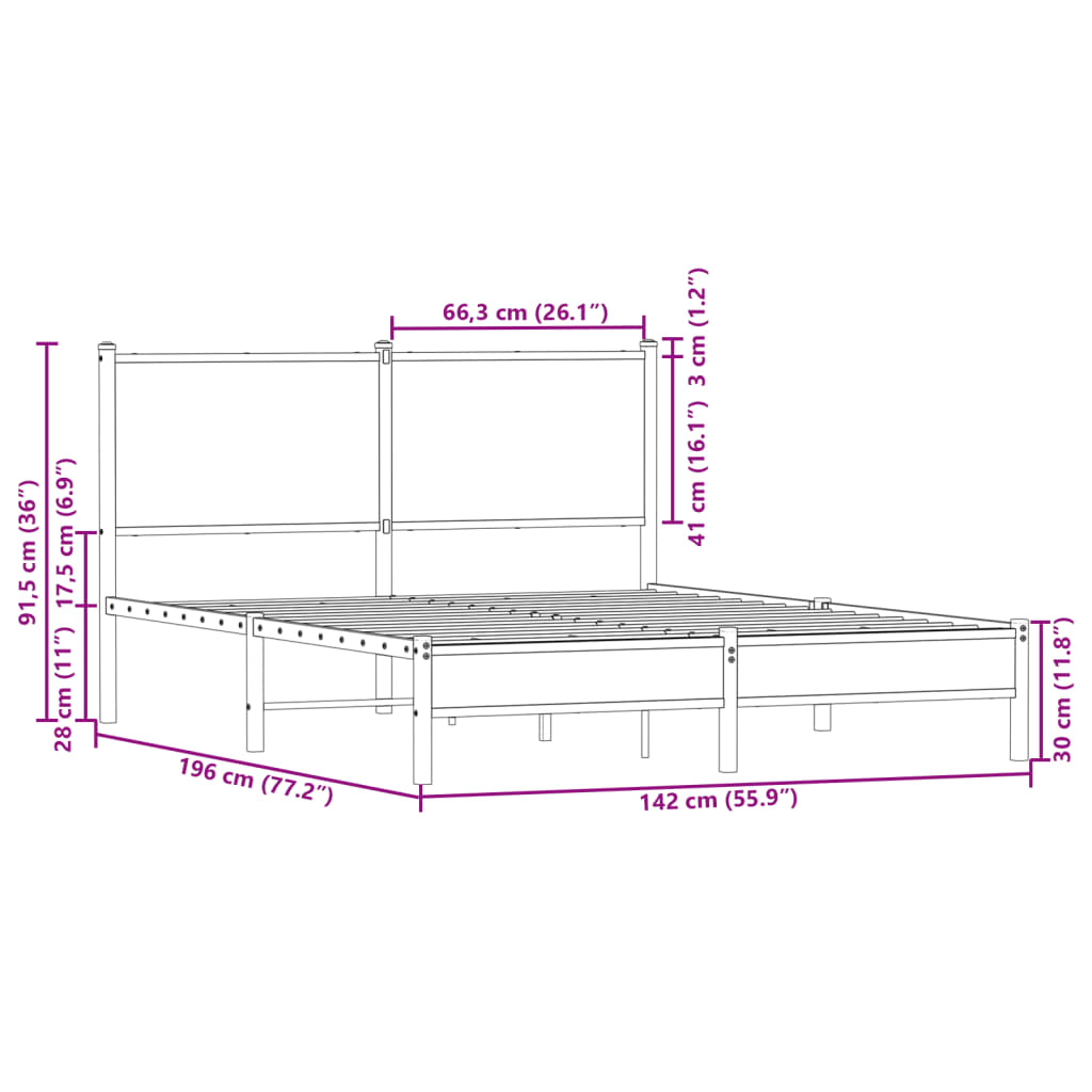 Bed frame without mattress - black, 140 x 200 cm, with headboard and footboard - number 10.