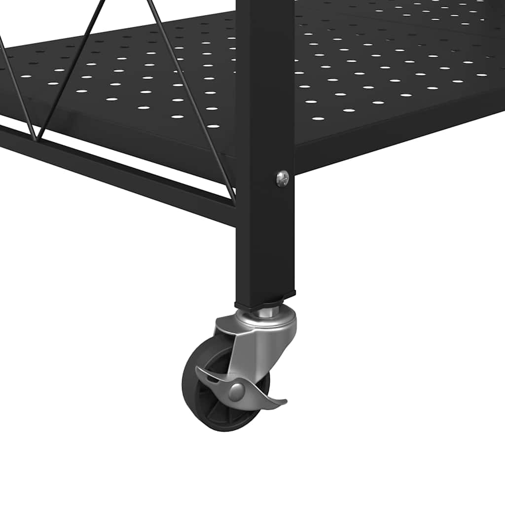 Opbevaringshylde på hjul sort 71x34x88 cm stål - number 10.
