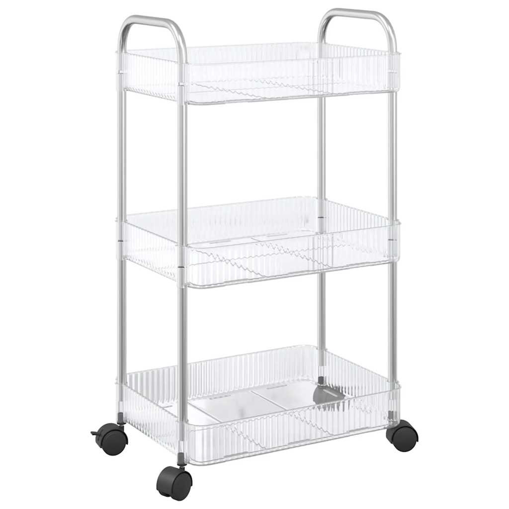 Opbevaringsvogn i 3 niveauer transparent akryl - 37 x 28 x 68 cm, 1, med kasser - number 2.