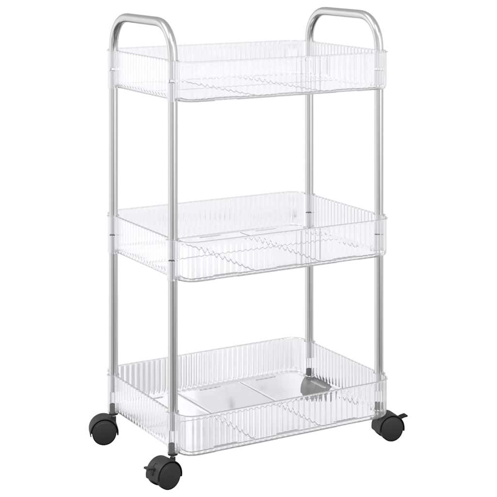 Opbevaringsvogn i 3 niveauer transparent akryl - 37 x 28 x 68 cm, 1, med kasser - number 6.