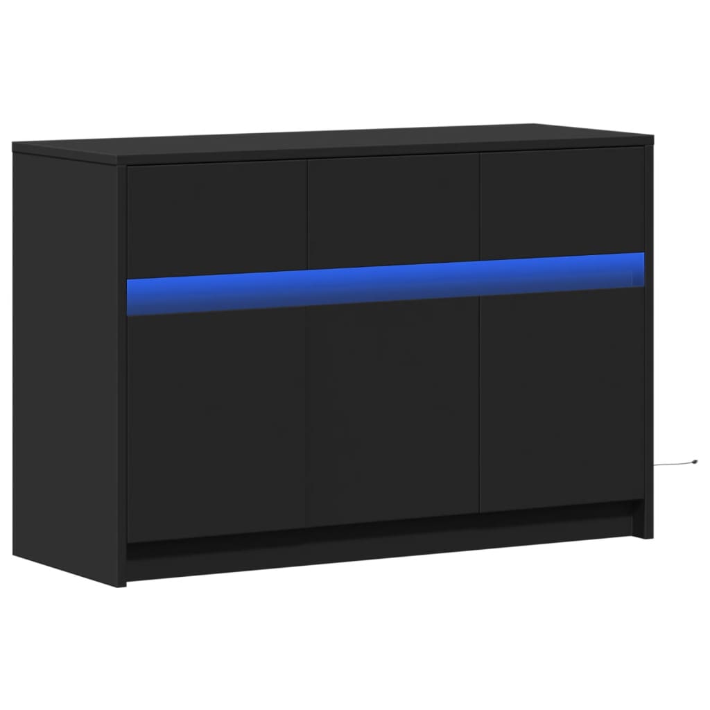 Tv-bord med led-lys 91x34x61 cm konstrueret træ - sort, 1, ooo 2 - number 3.