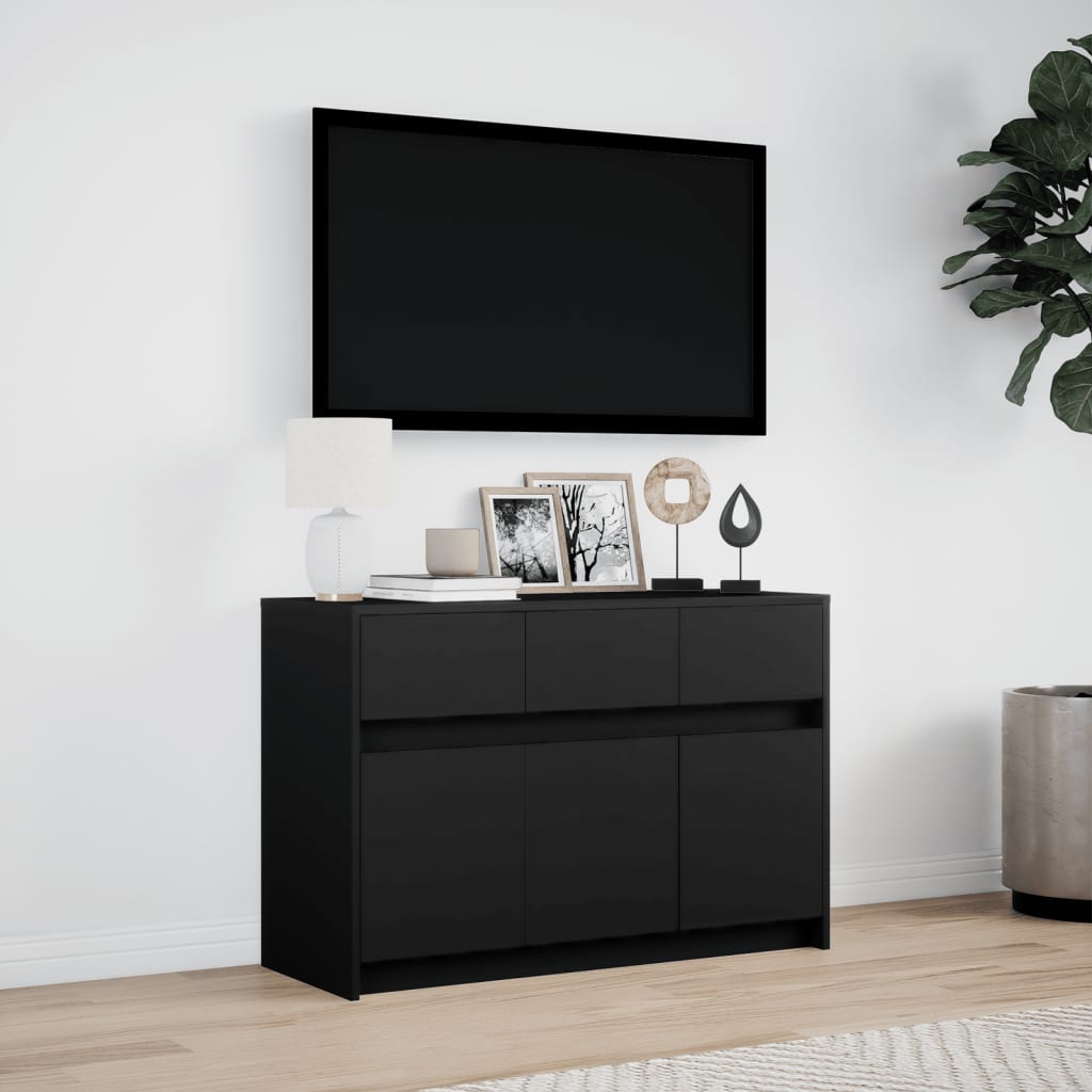 Tv-bord med led-lys 91x34x61 cm konstrueret træ - sort, 1, ooo 2 - number 4.