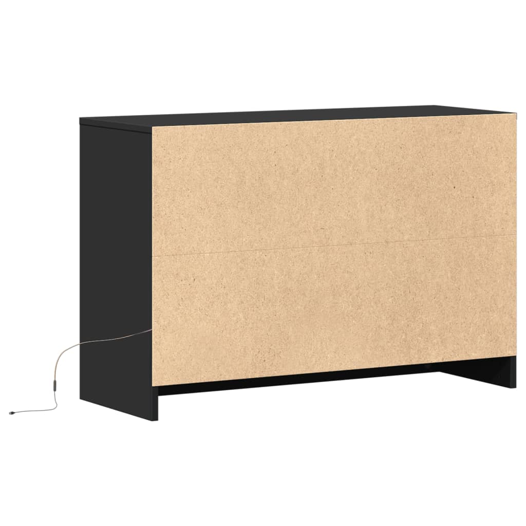 Tv-bord med led-lys 91x34x61 cm konstrueret træ - sort, 1, ooo 2 - number 8.