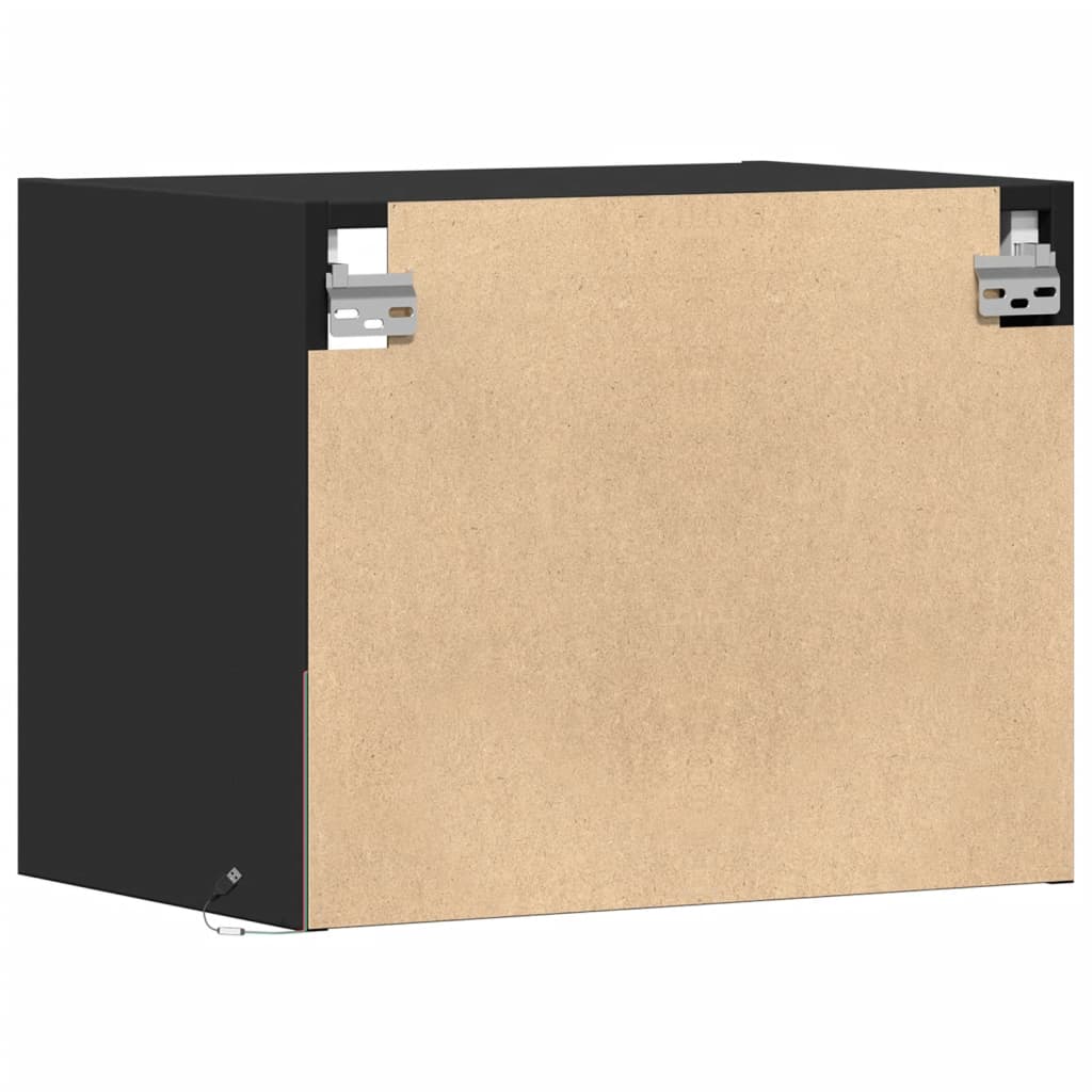 Væghængt sengebord med led-lys - sort, 1 - number 9.